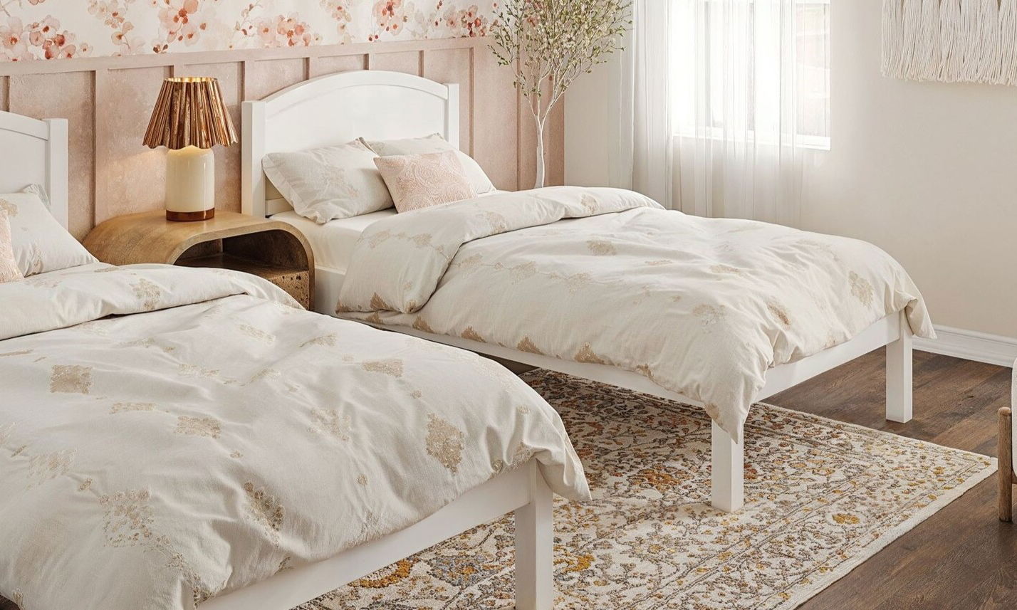 Fresh & Comfortable Twins Bedroom Transformation by interior designers in Winnetka, Illinois