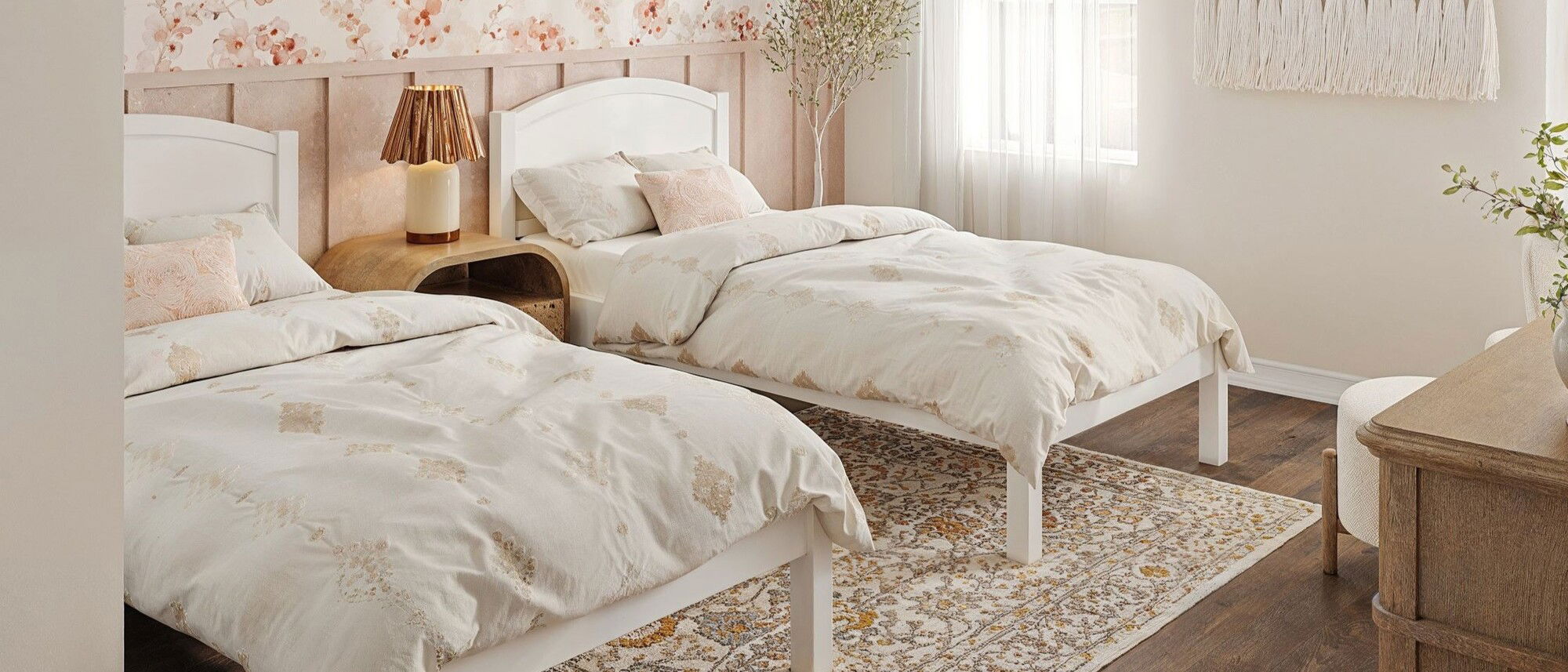 Fresh & Comfortable Twins Bedroom Transformation by interior designers in Winnetka, Illinois