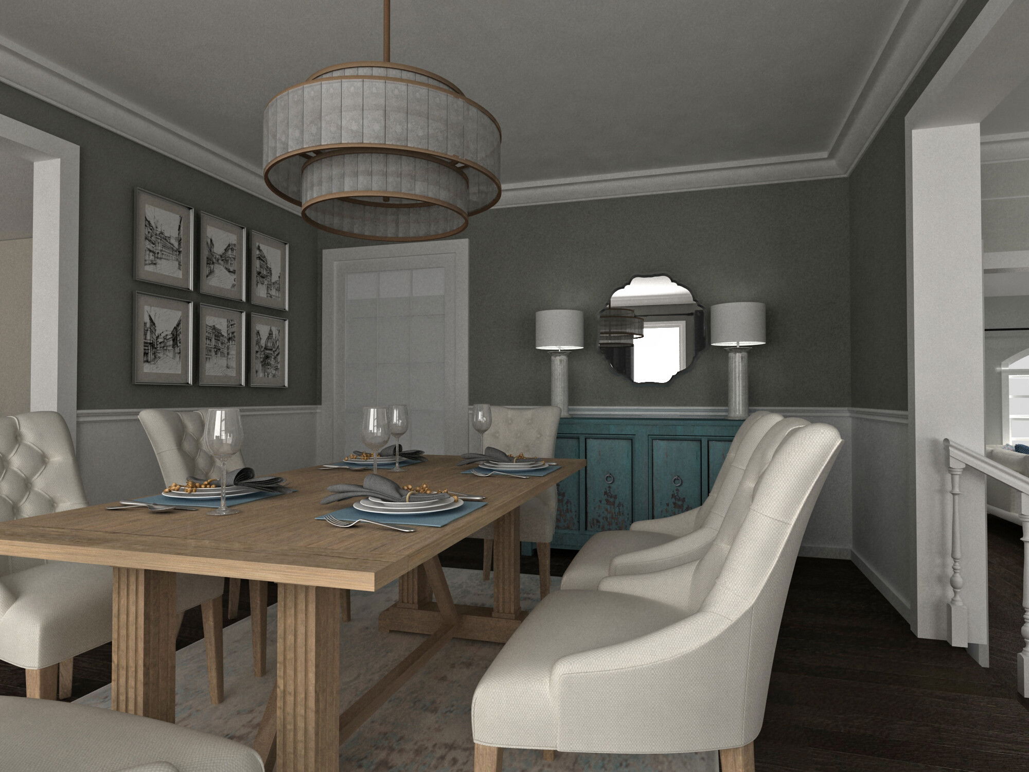 Online Designer Dining Room 3D Model 3