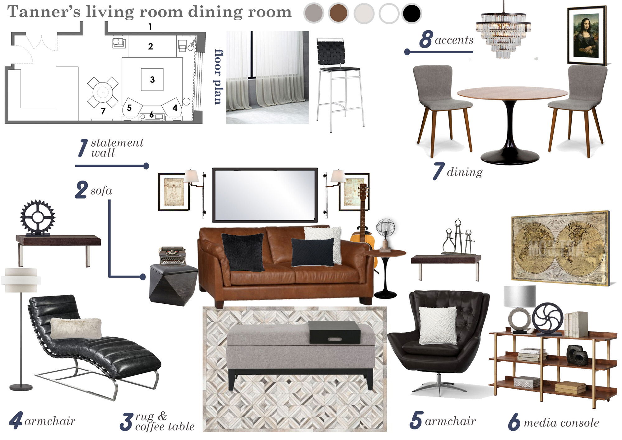 Online Designer Combined Living/Dining Interior Design Ideas