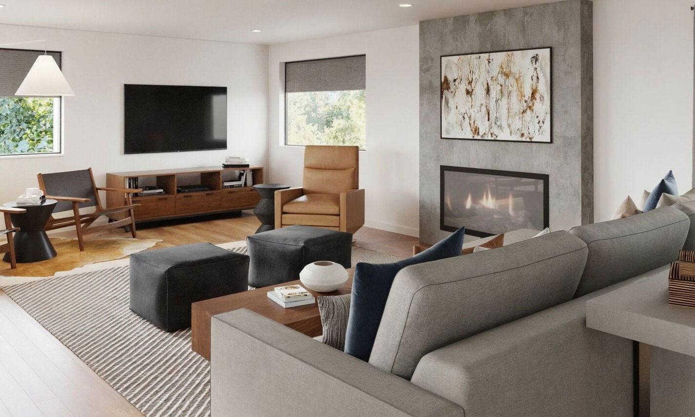 Mid-Century Modern Living Room Design by interior designers in Seattle, Washington