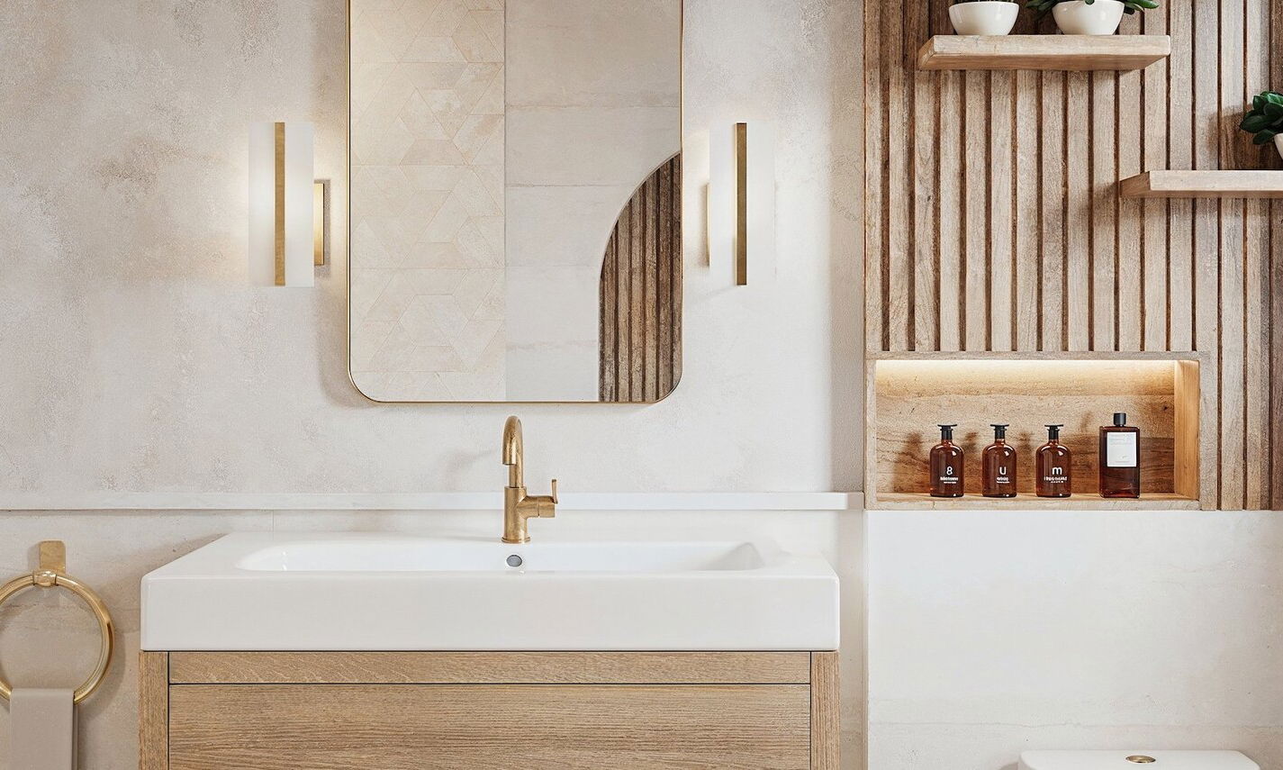 Modern & Minimalist Functional Bathroom Design by affordable Roseville interior designers