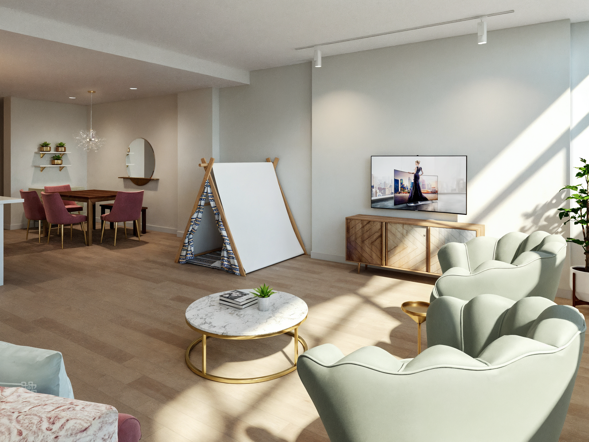 Online Designer Combined Living/Dining 3D Model 5
