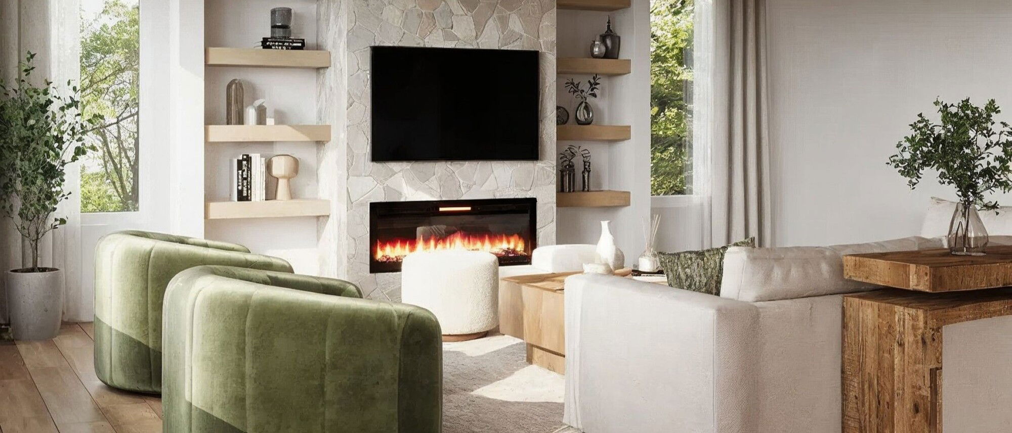 Cozy Contemporary Living Room & Bedrooms Makeover- After Rendering