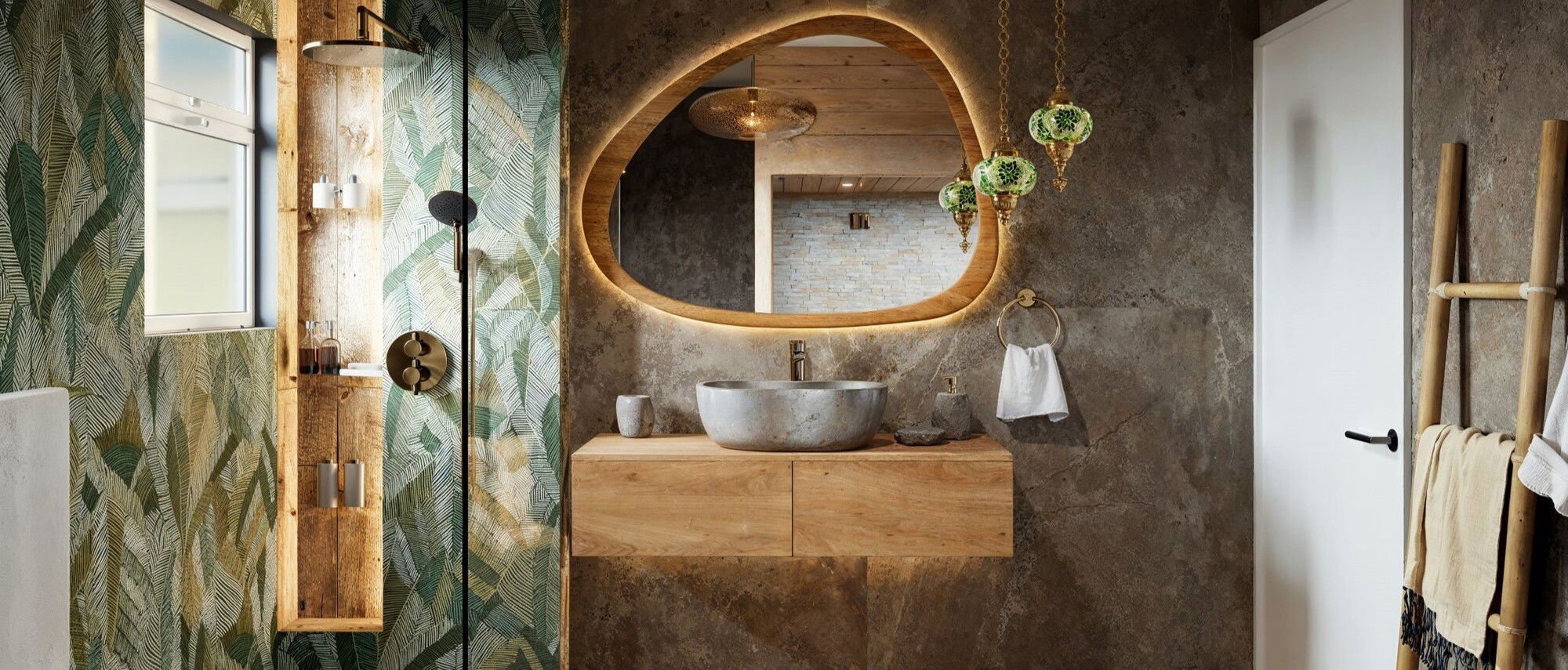 Diseño de hogar influenciado por el Japón moderno con vibras acogedoras - Renderizado después