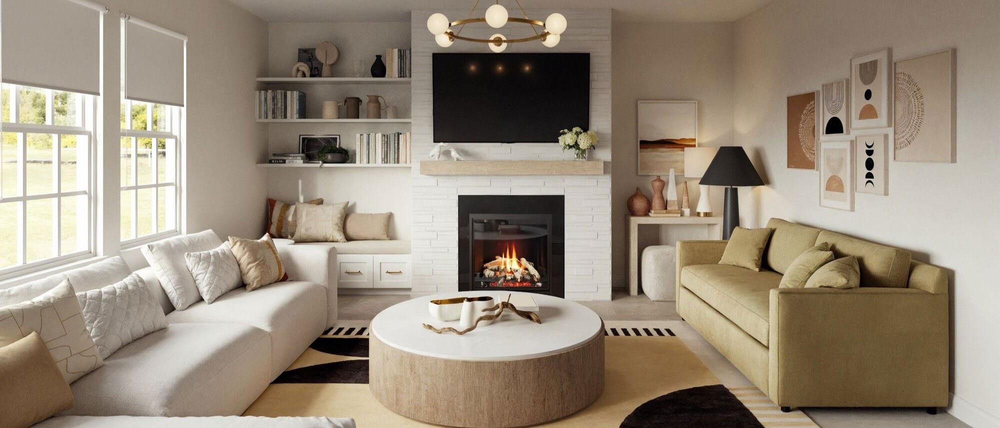 Cozy Modern Minimalist Living Room Design by affordable High Point interior designers