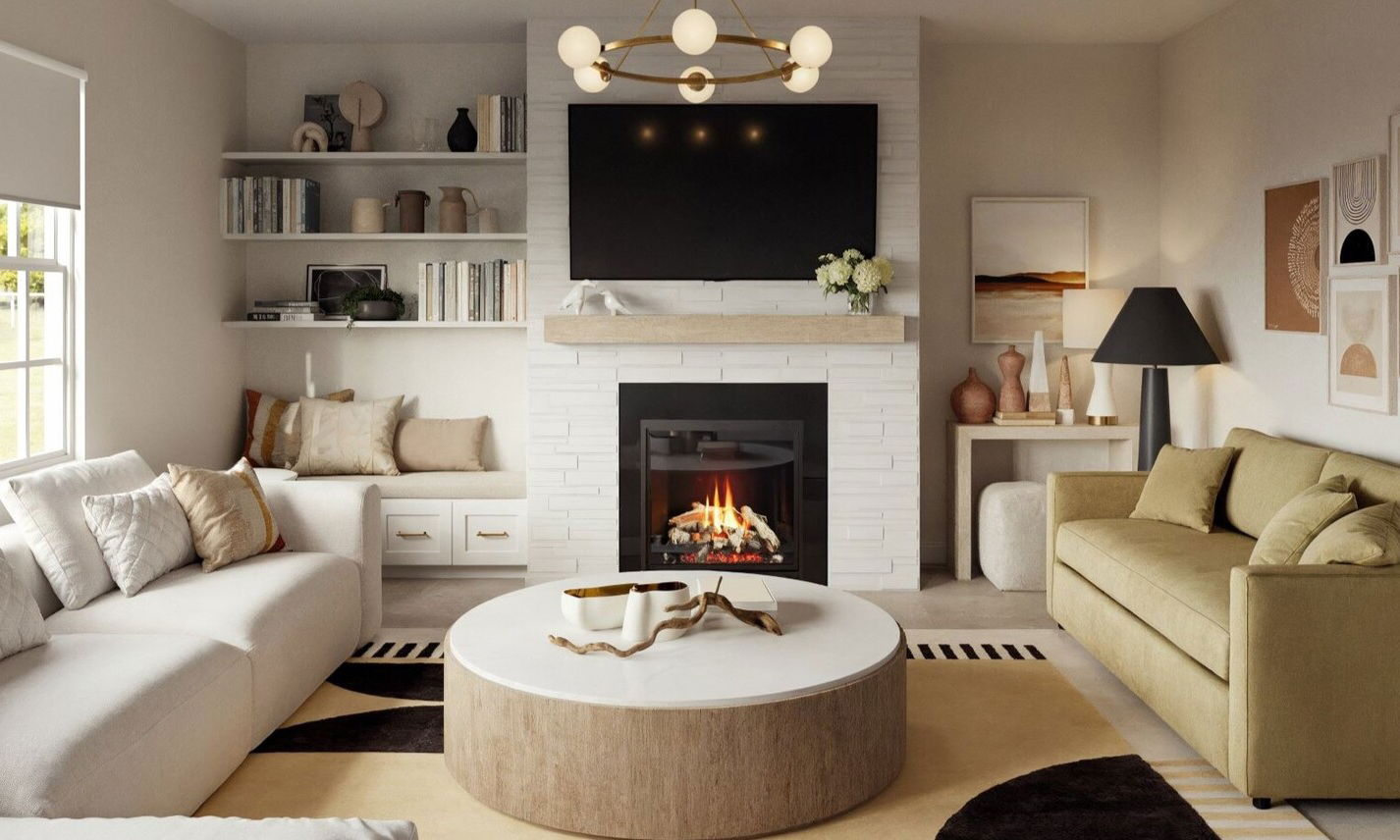 Cozy Modern Minimalist Living Room Design by top Charlotte interior designers
