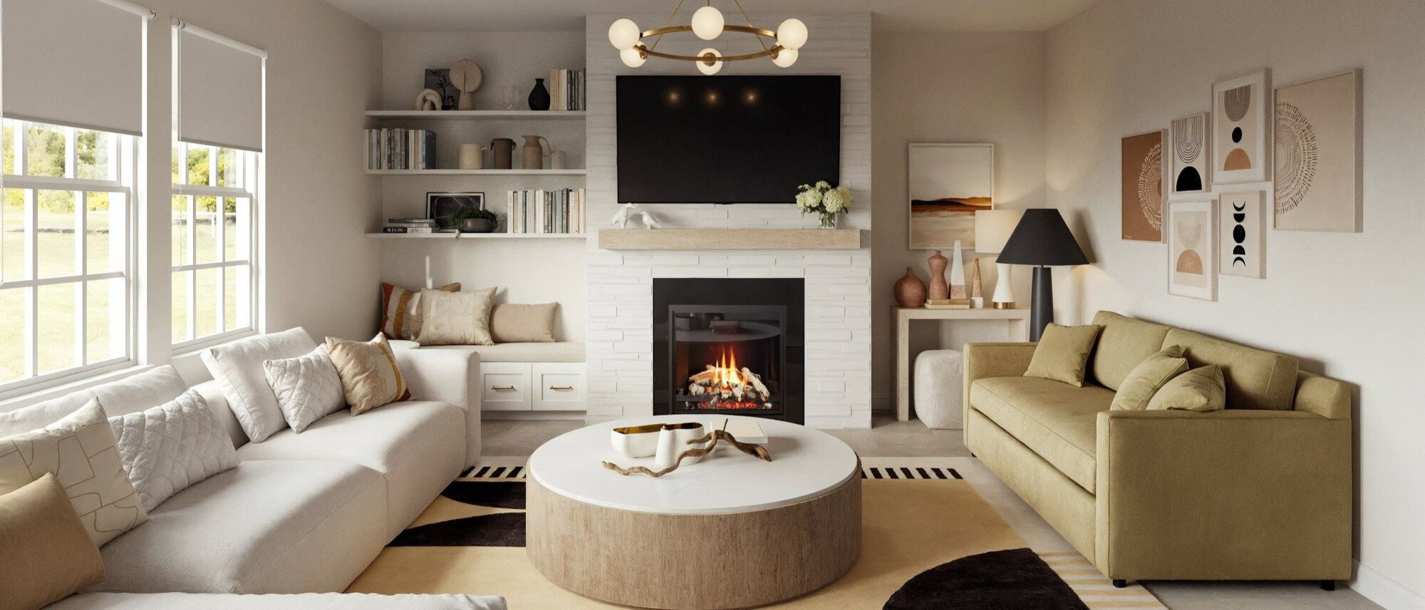 Cozy Modern Minimalist Living Room Design by top Columbia interior designers