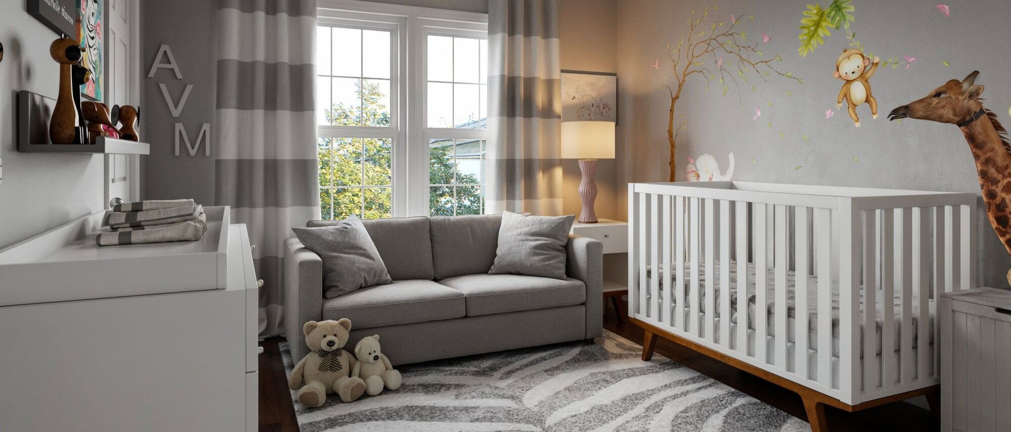 Neutral Nursery Interior - After Rendering