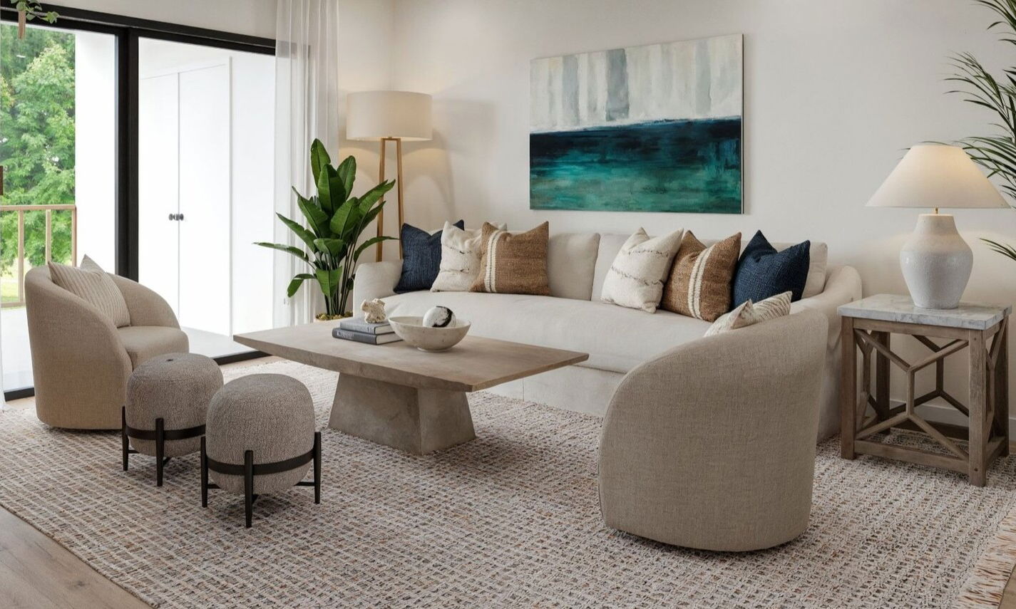 Organic Eclectic Combined Living & Dining Room by top Glendale interior designers