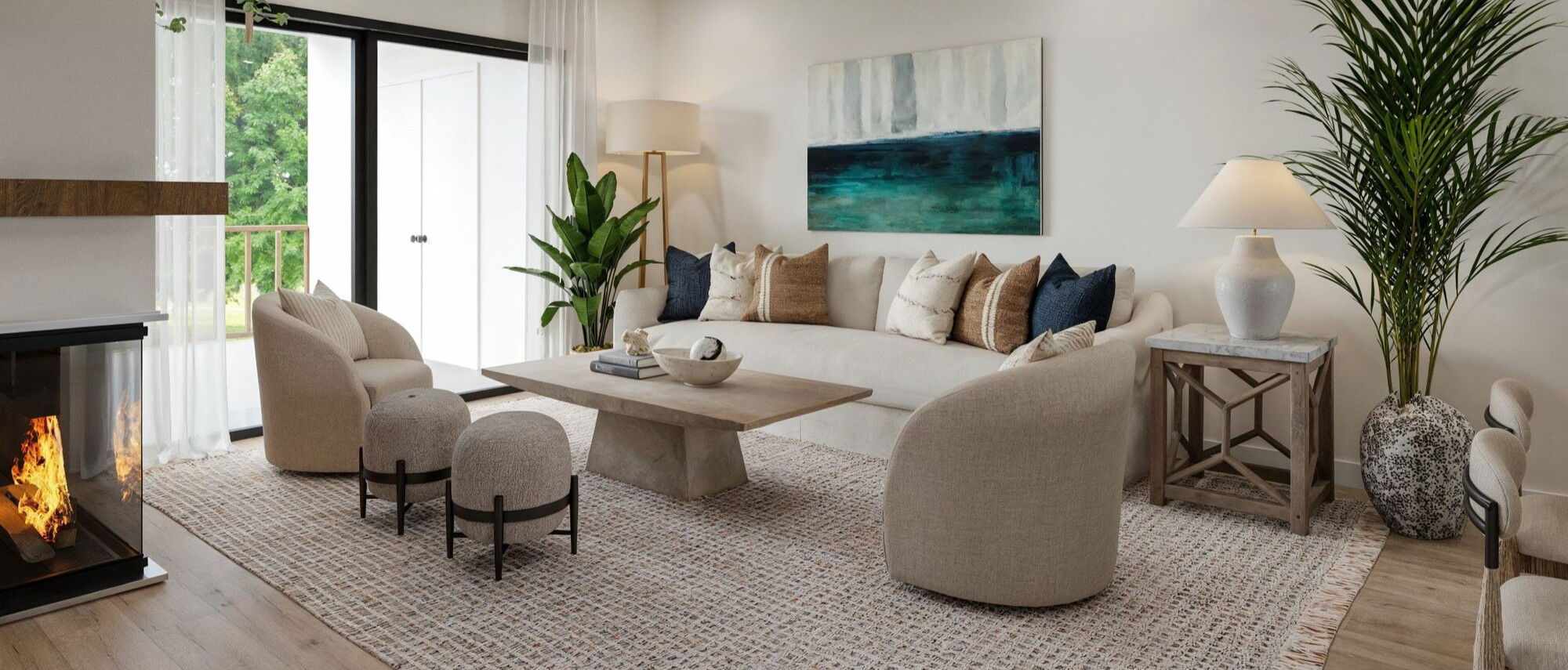 Organic Eclectic Combined Living & Dining Room by top Los Angeles interior designers