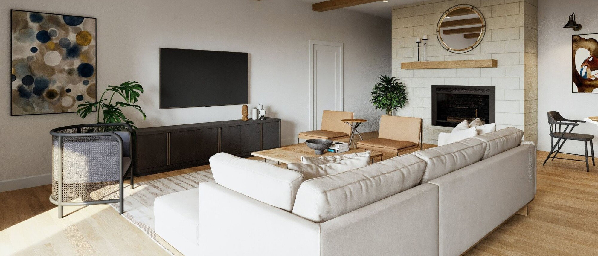 Casual Chic Living & Dining Room Design-Hana After Rendering