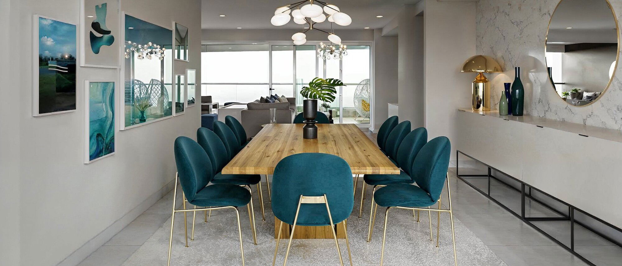 Acentos en teal para apartamento de alta gama - Renderizado después