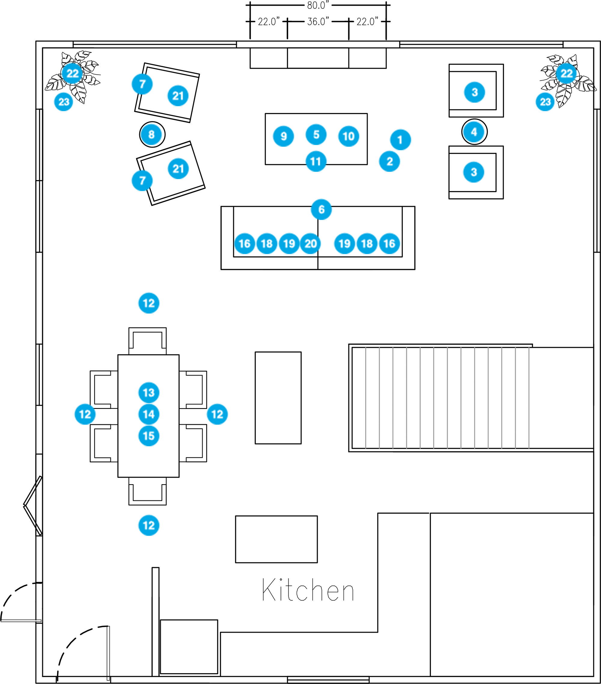 Online Designer Combined Living/Dining Floorplan