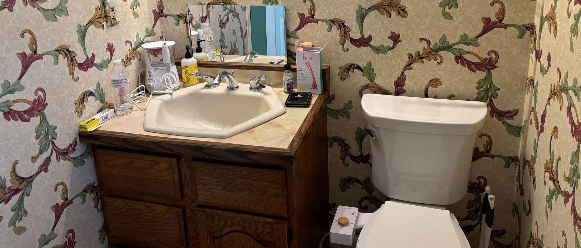 Contemporary Luxe Green & Gold Bathroom Remodel- Before Photo