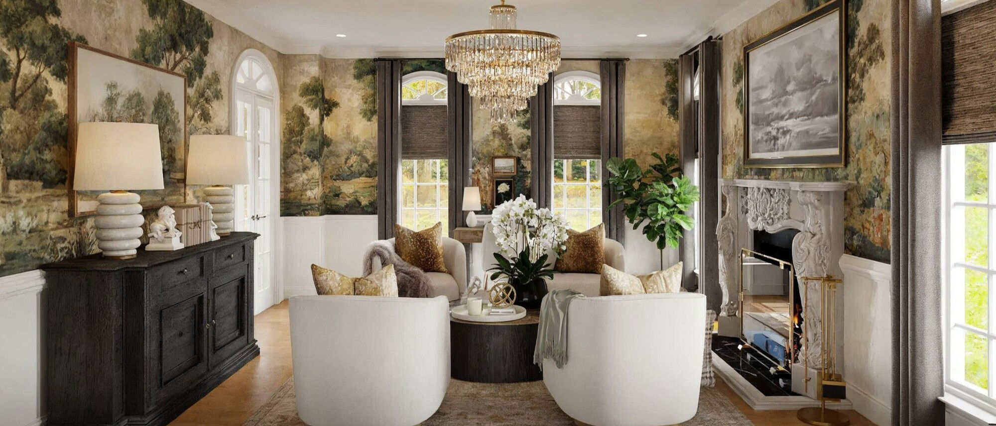 Elegant Eclectic Glam House Interior Design- After Rendering