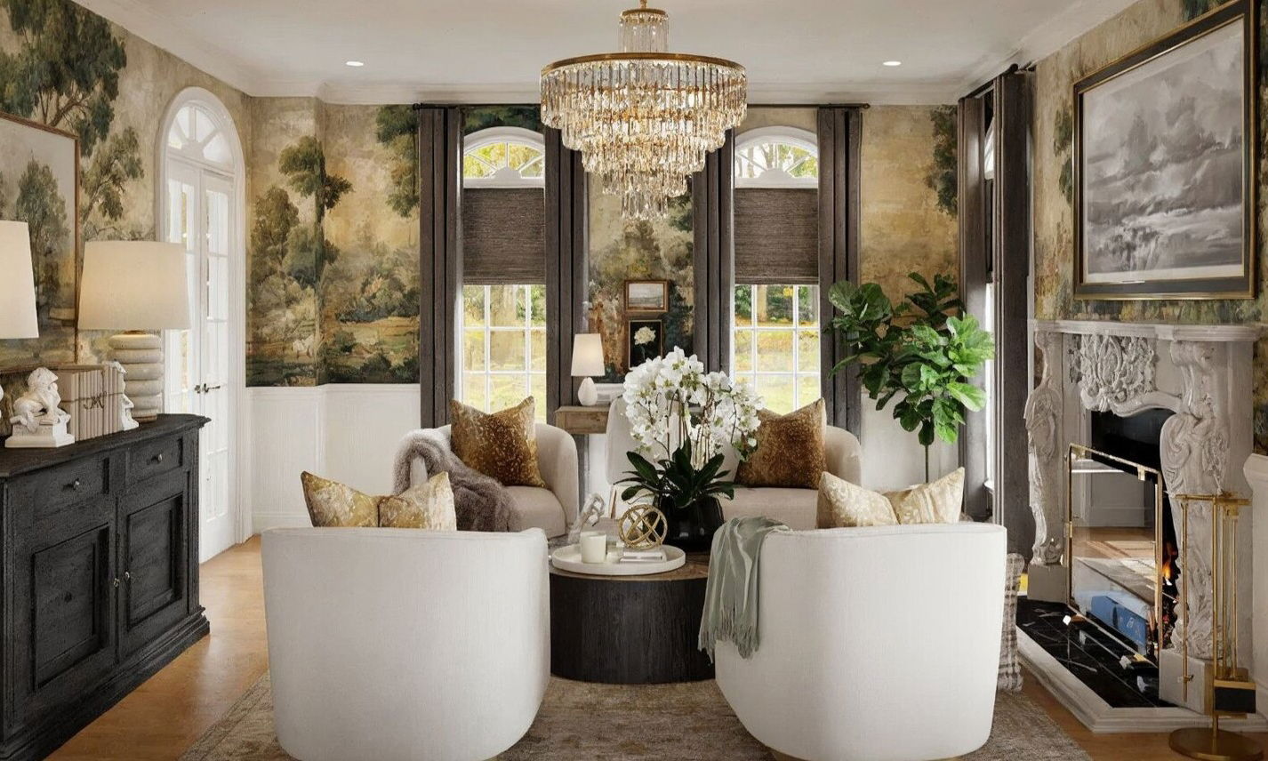 Elegant Eclectic Glam House Interior Design by top Chesapeake interior designers