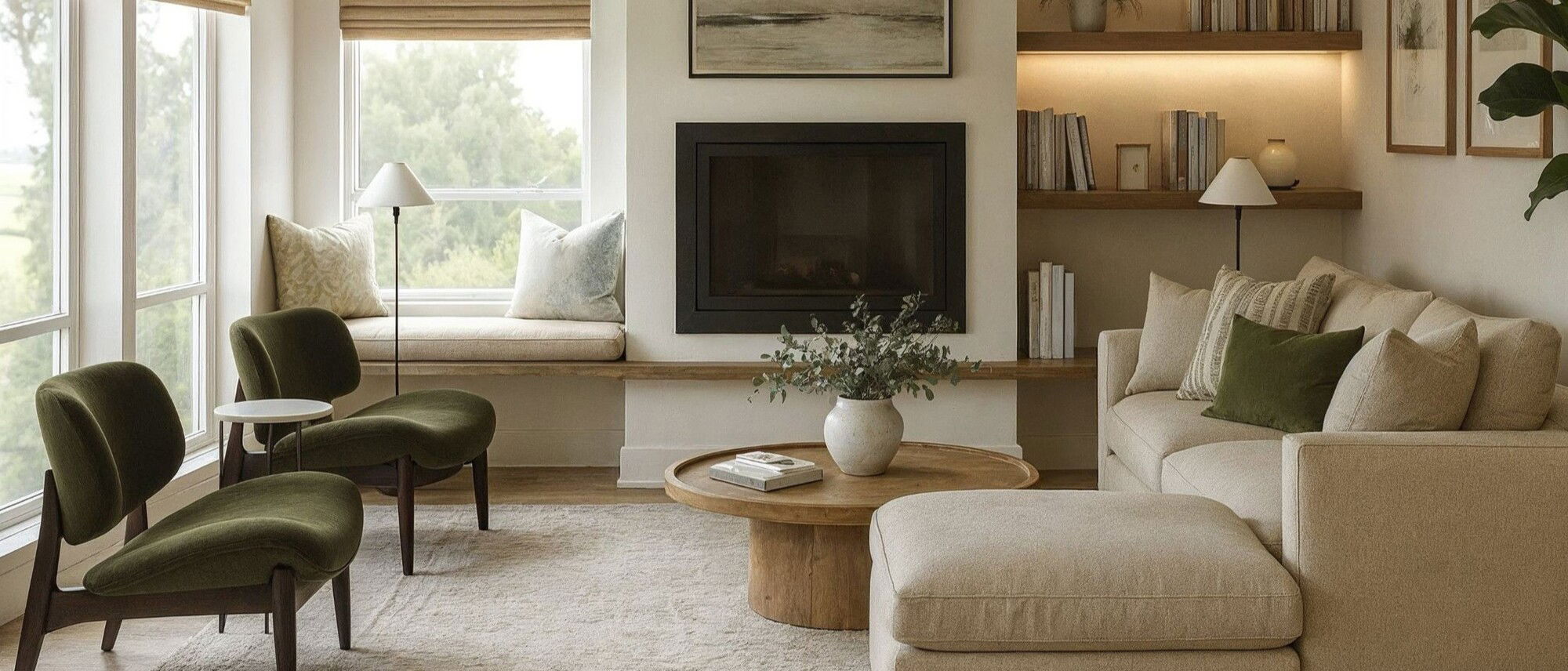 Warm Contemporary Living Room Renovation- After Rendering