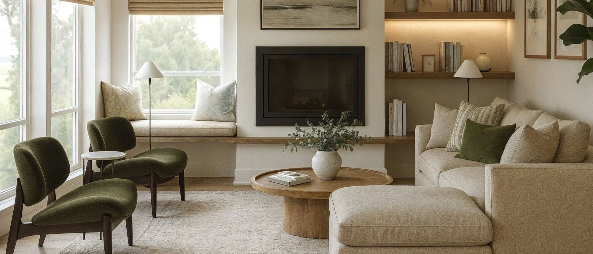 Warm Contemporary Living Room Renovation-Paula After Rendering