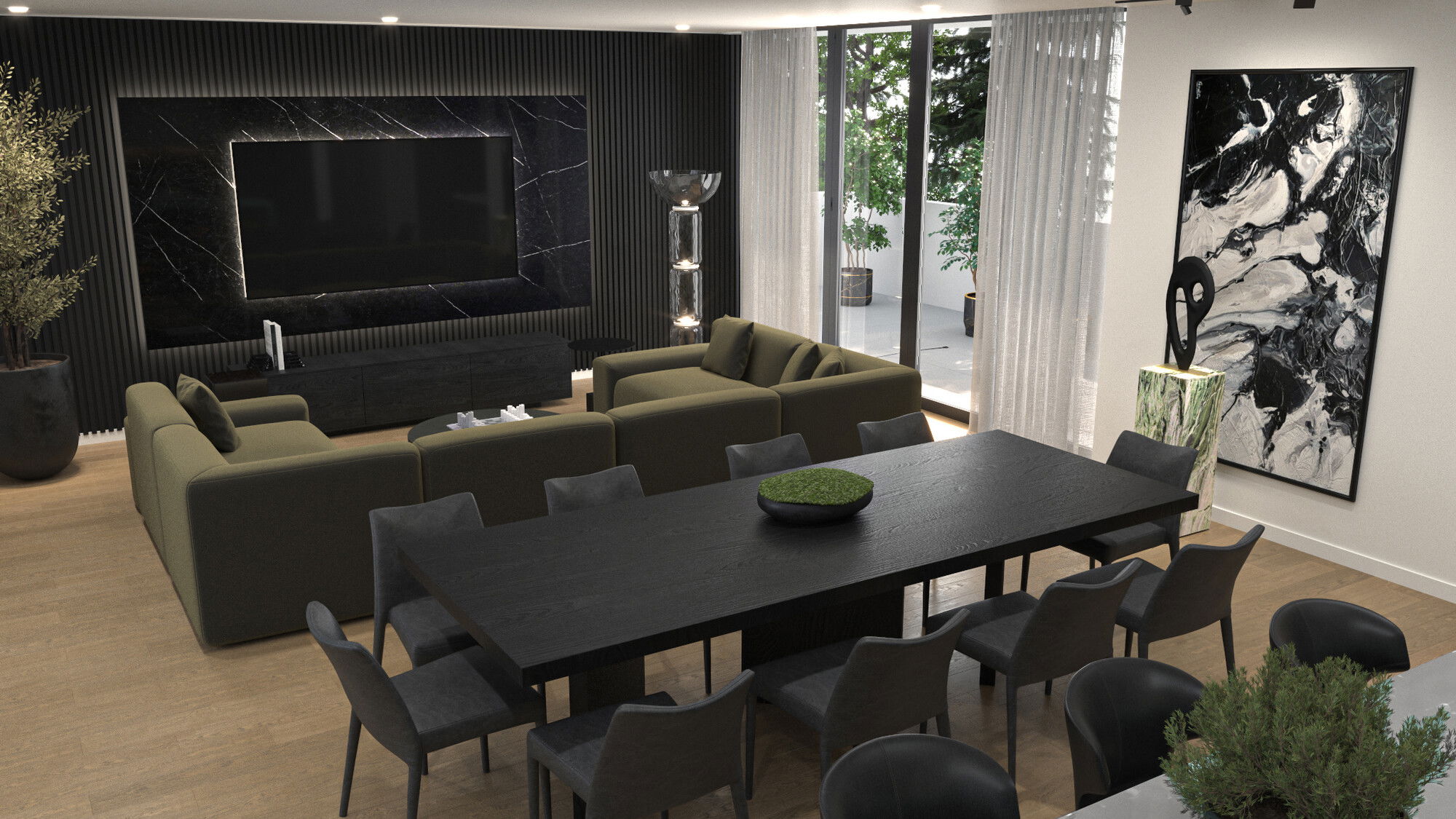 Online Designer Combined Living/Dining 3D Model 1