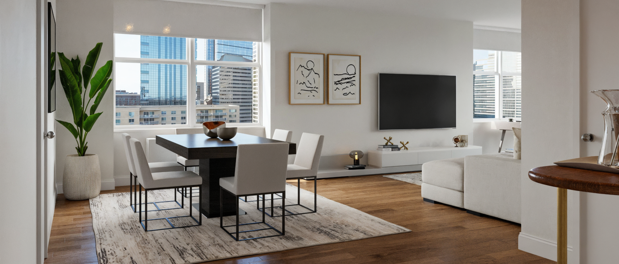 Chic Modern Living & Dining Room Design- After Rendering