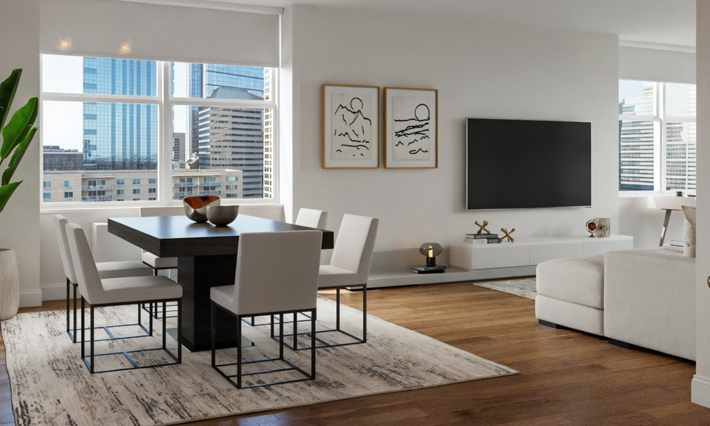 Chic Modern Living & Dining Room Design