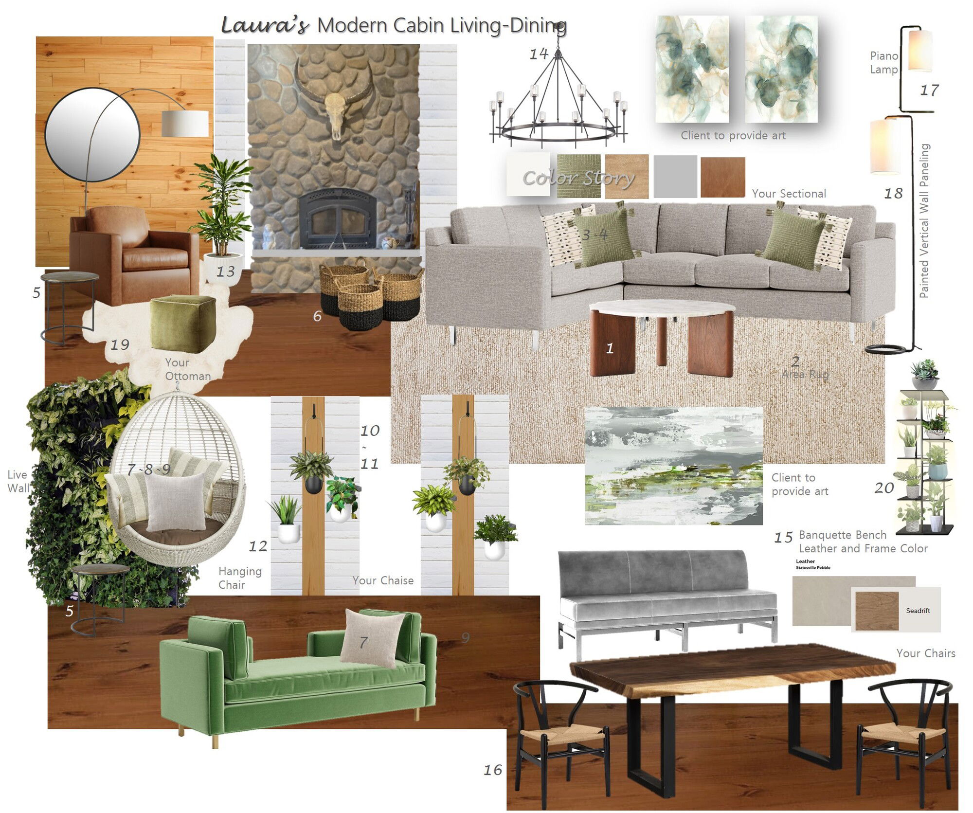 Ideas de Diseño de Interiores Combinadas de Sala-Comedor del Diseñador en Línea