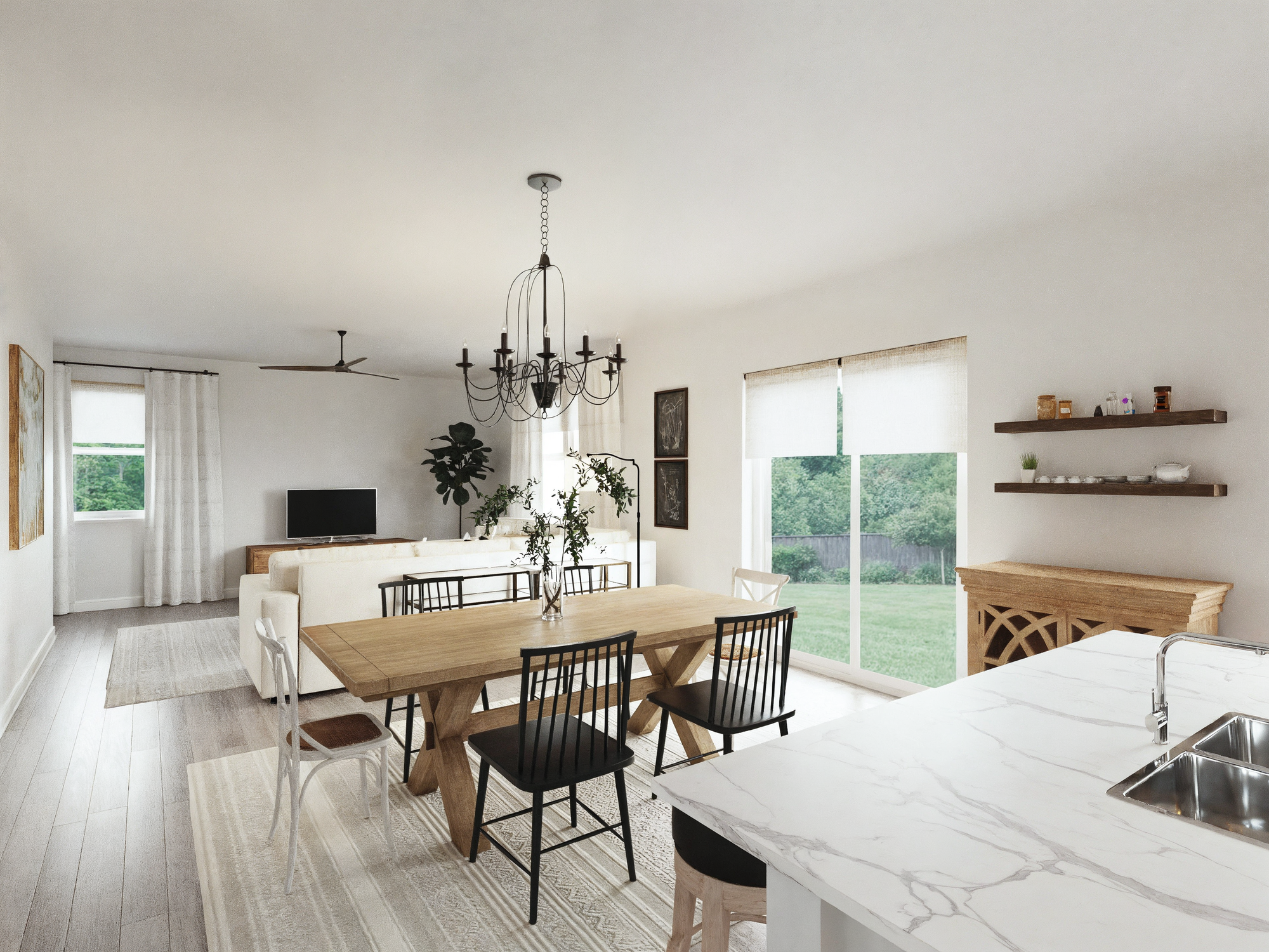 Online Designer Combined Living/Dining 3D Model 4