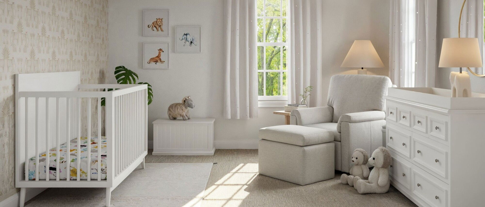 Neutral Safari Themed Nursery by affordable New Hampshire interior designers