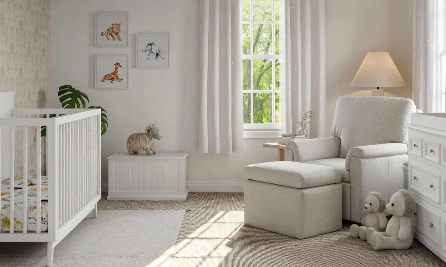 Neutral Safari Themed Nursery by affordable Providence interior designers
