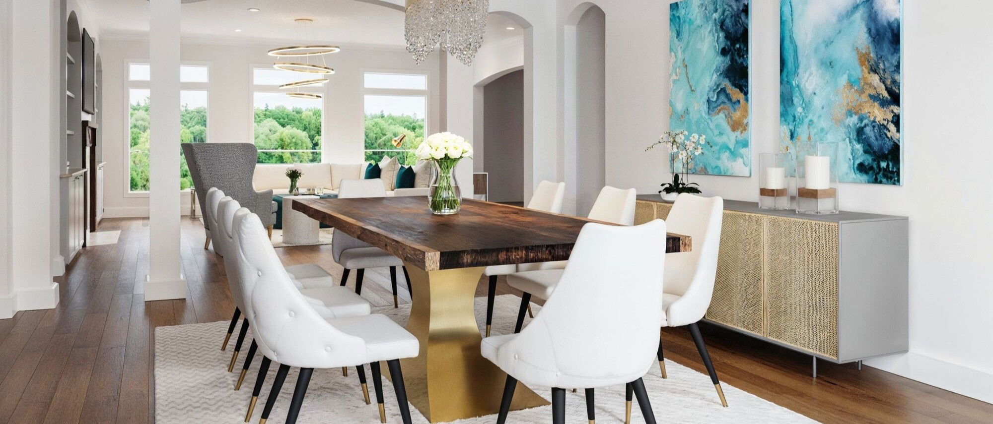 Chic & Glam Living/Dining Room Decor- After Rendering