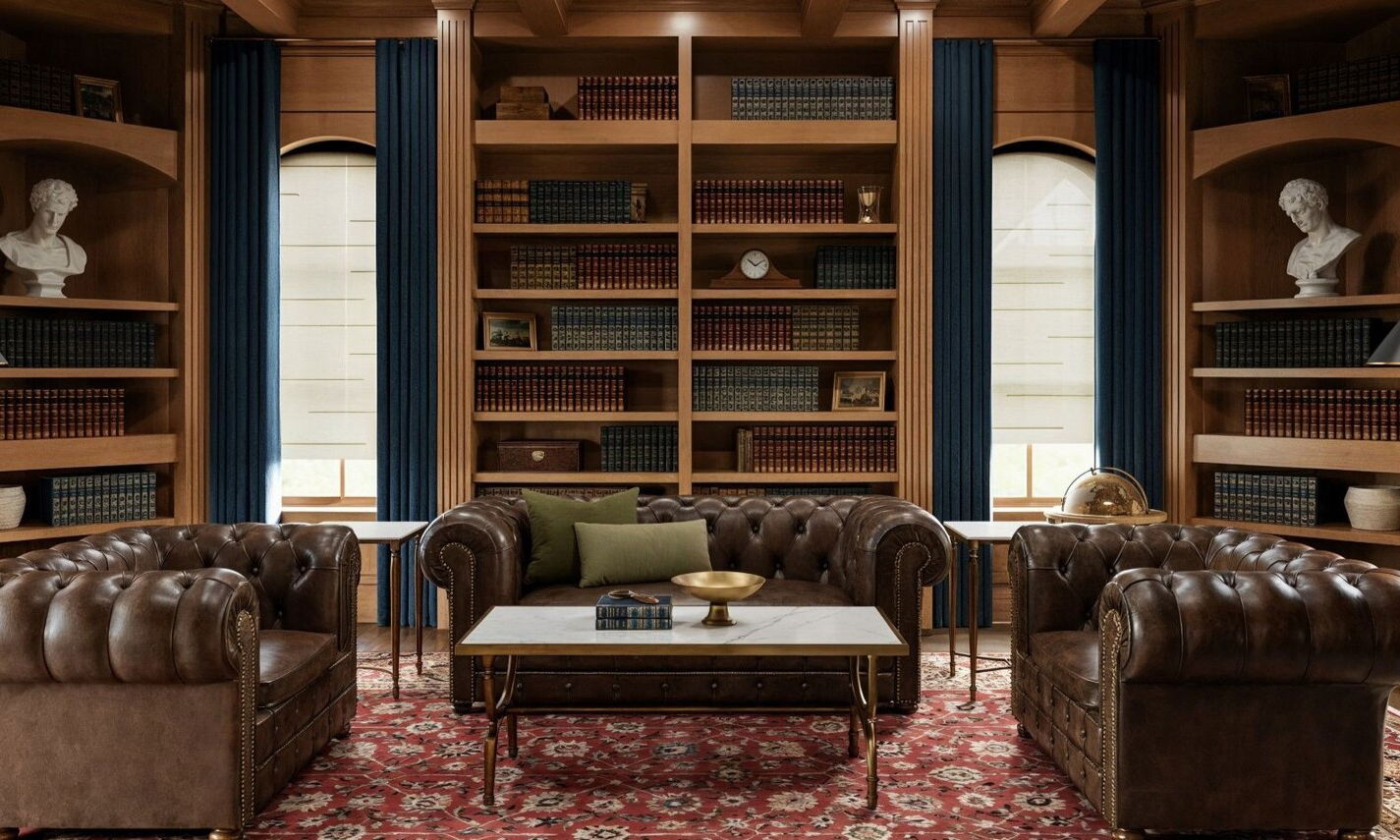 Traditional Wooden Library Renovation by affordable College Station interior designers