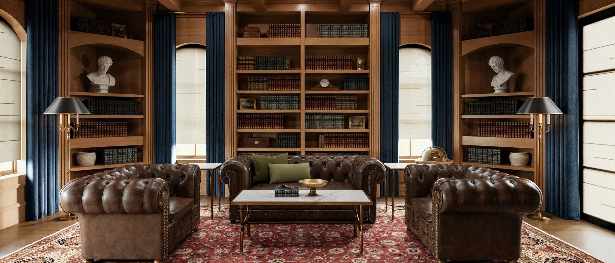 Traditional Wooden Library Renovation by interior designers in Beaumont, Texas