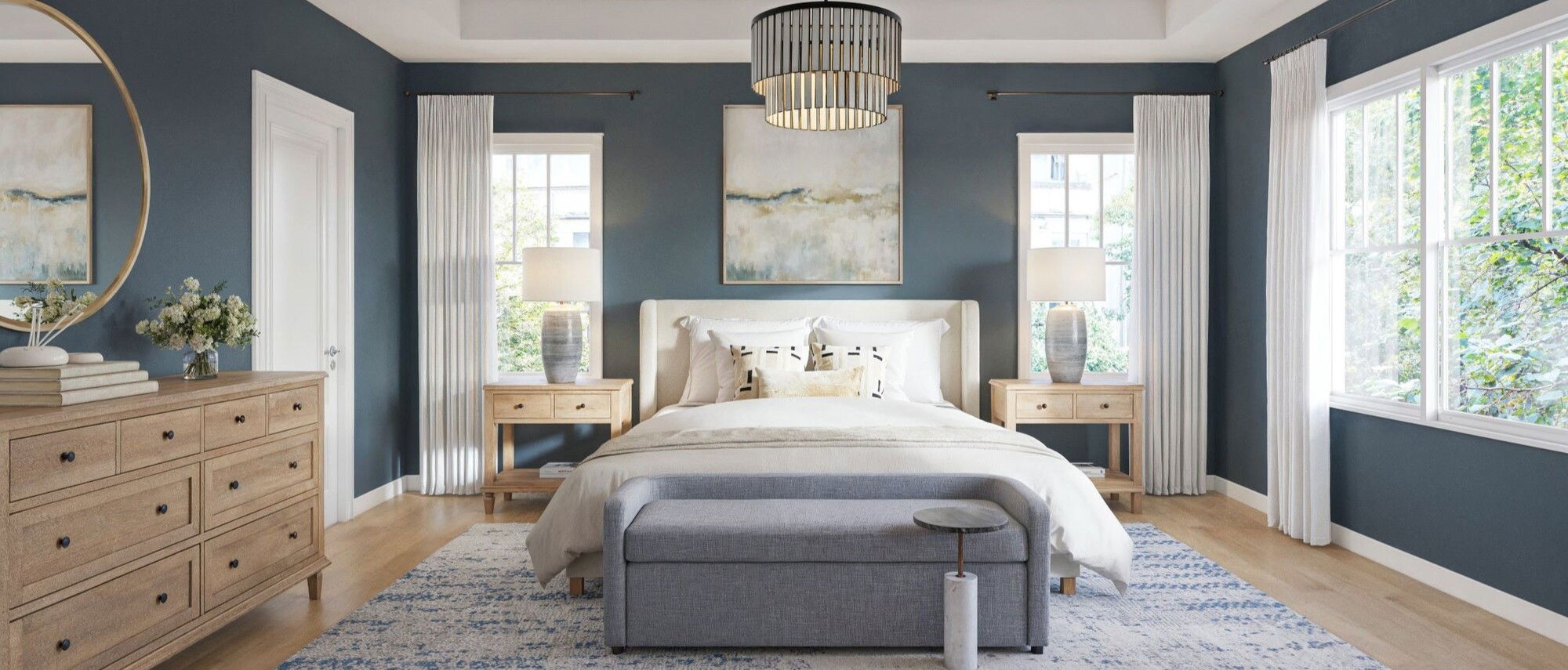 Modern Coastal Bright & Airy Bedroom Remodel by affordable Murfreesboro interior designers