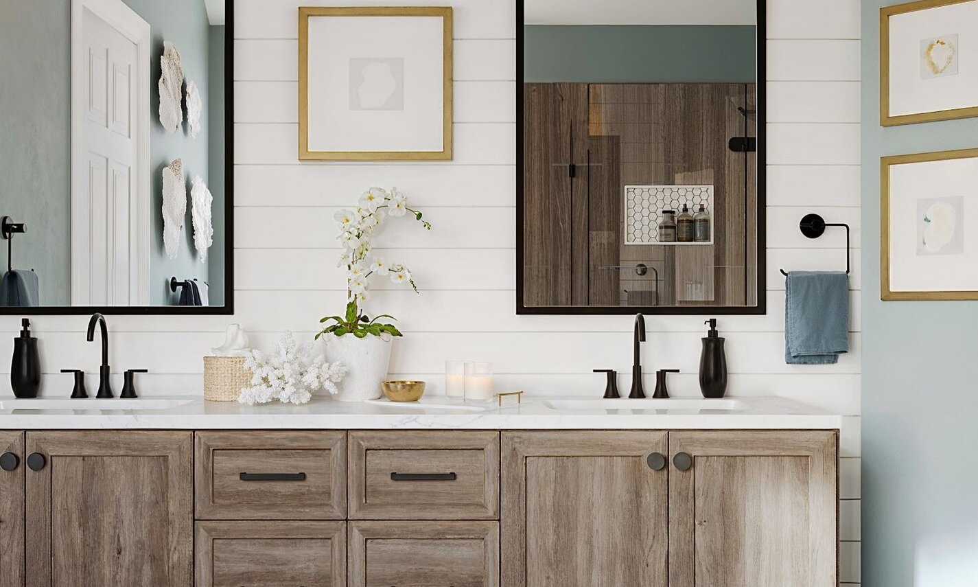 Modern Country Bathroom Design by interior designers in High Point, North Carolina