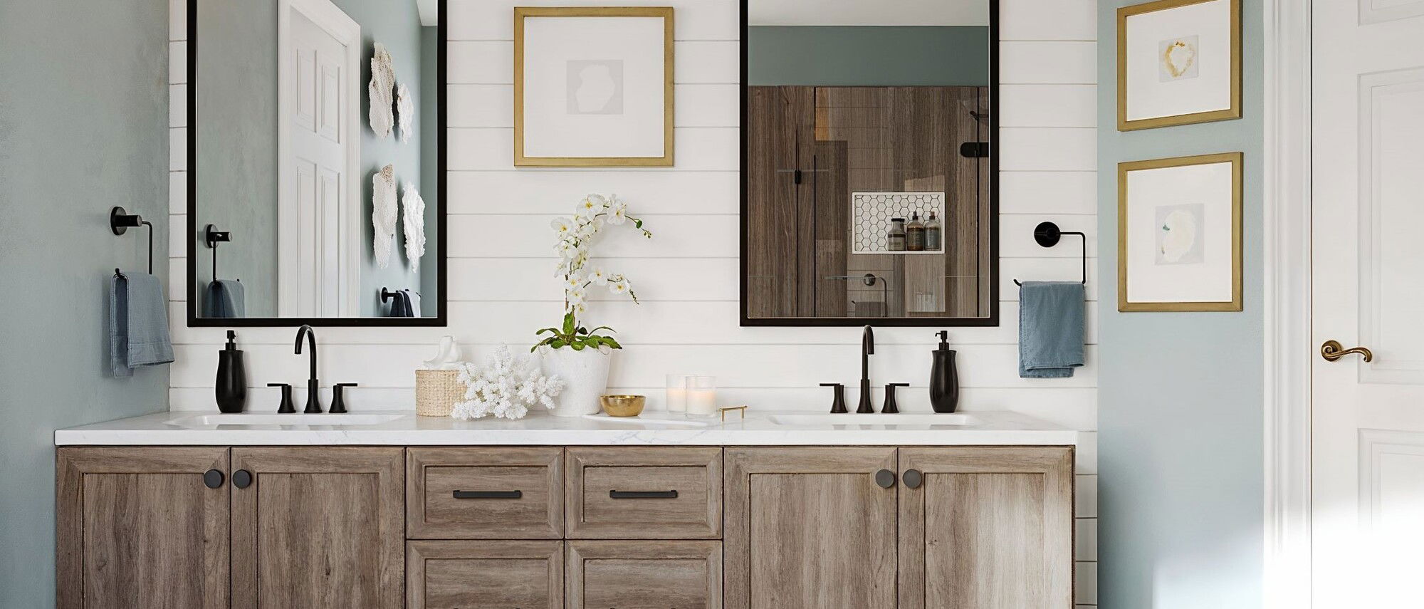 Modern Country Bathroom Design by top Charlotte interior designers