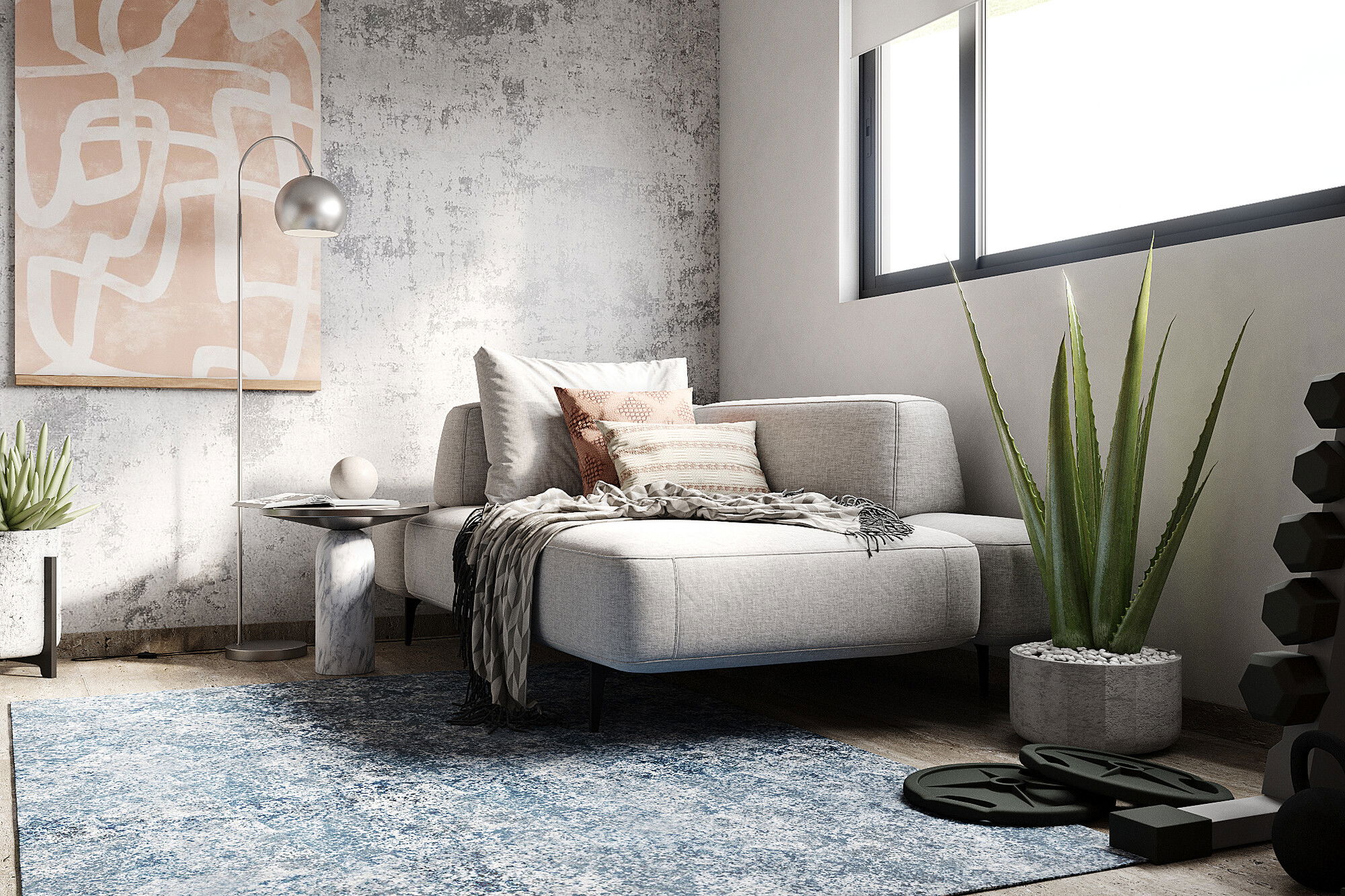 Classy Interior Design Home Officce With Blue Accent Pieces