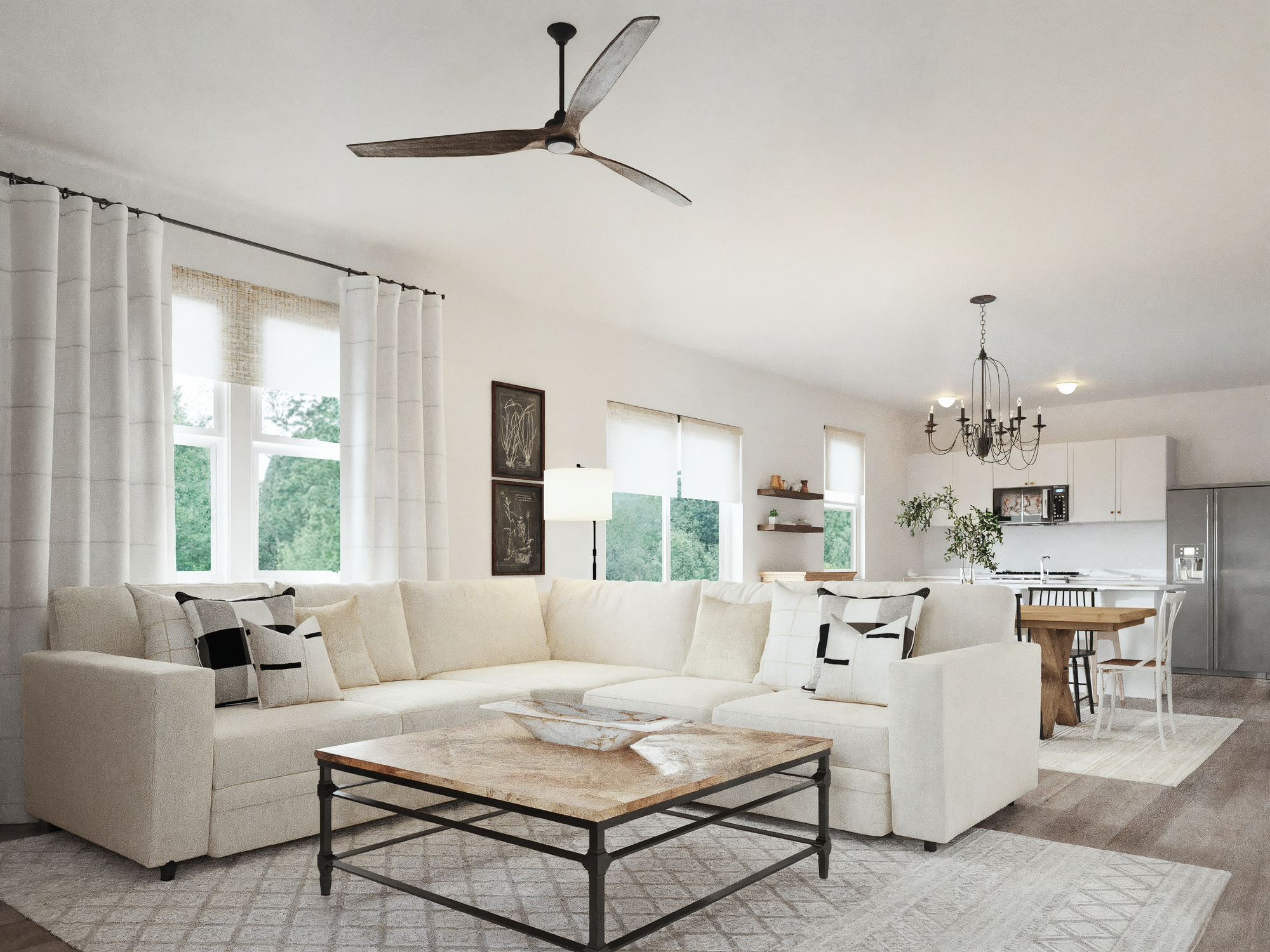 Online Designer Combined Living/Dining 3D Model 2