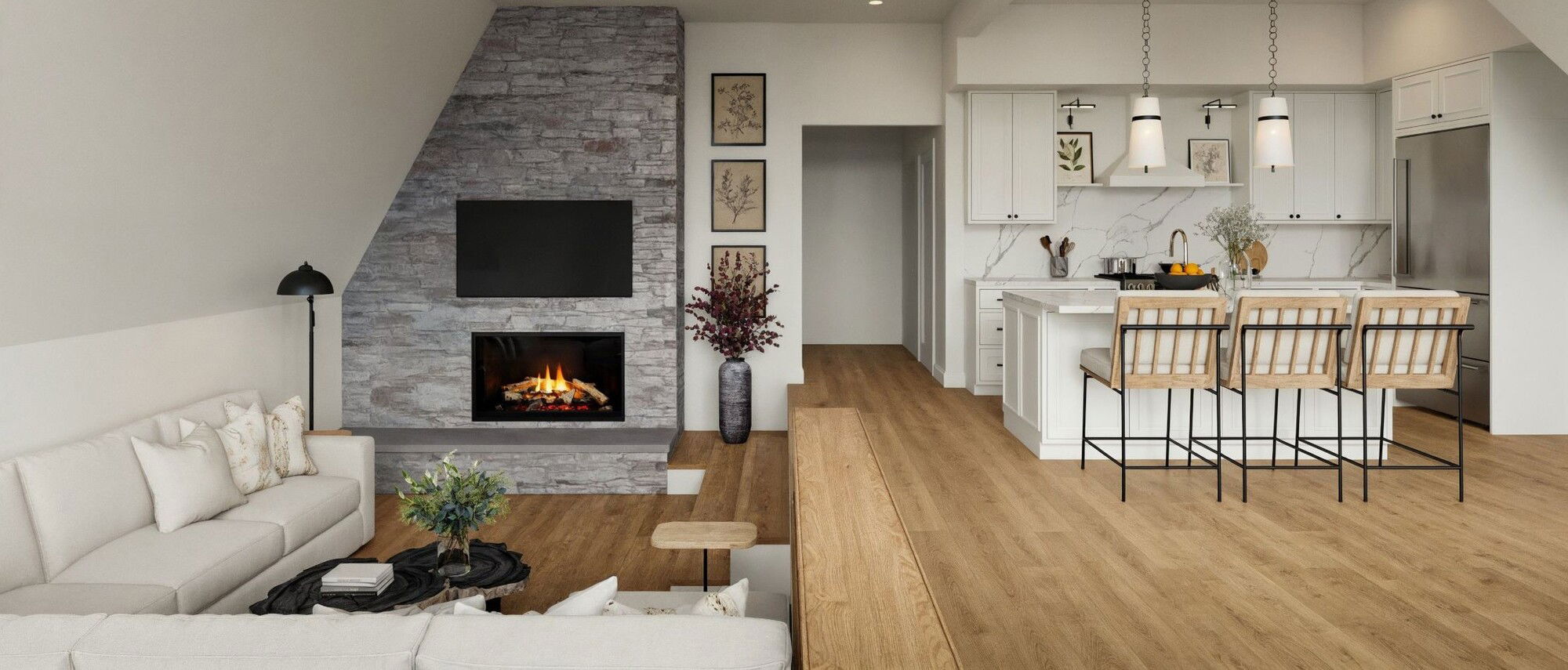 Warm and Modern Home Renovation- After Rendering