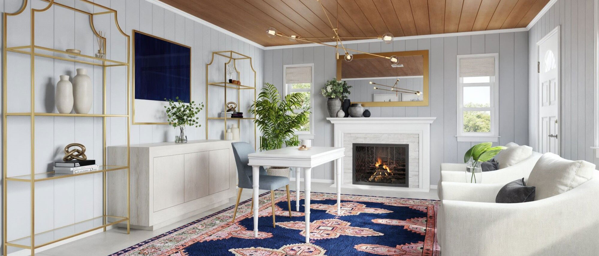 Florida Coastal Home Office & Sitting Room by top West Palm Beach interior designers