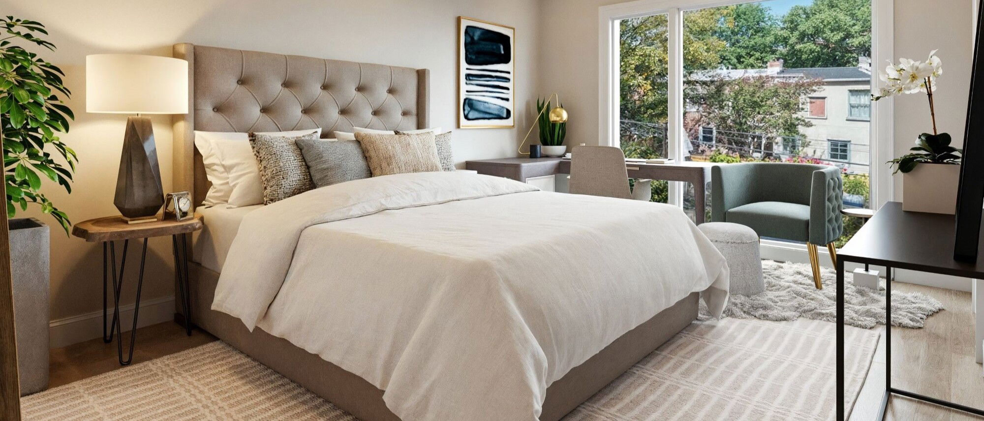 Contemporary, Stylish Bedroom- After Rendering