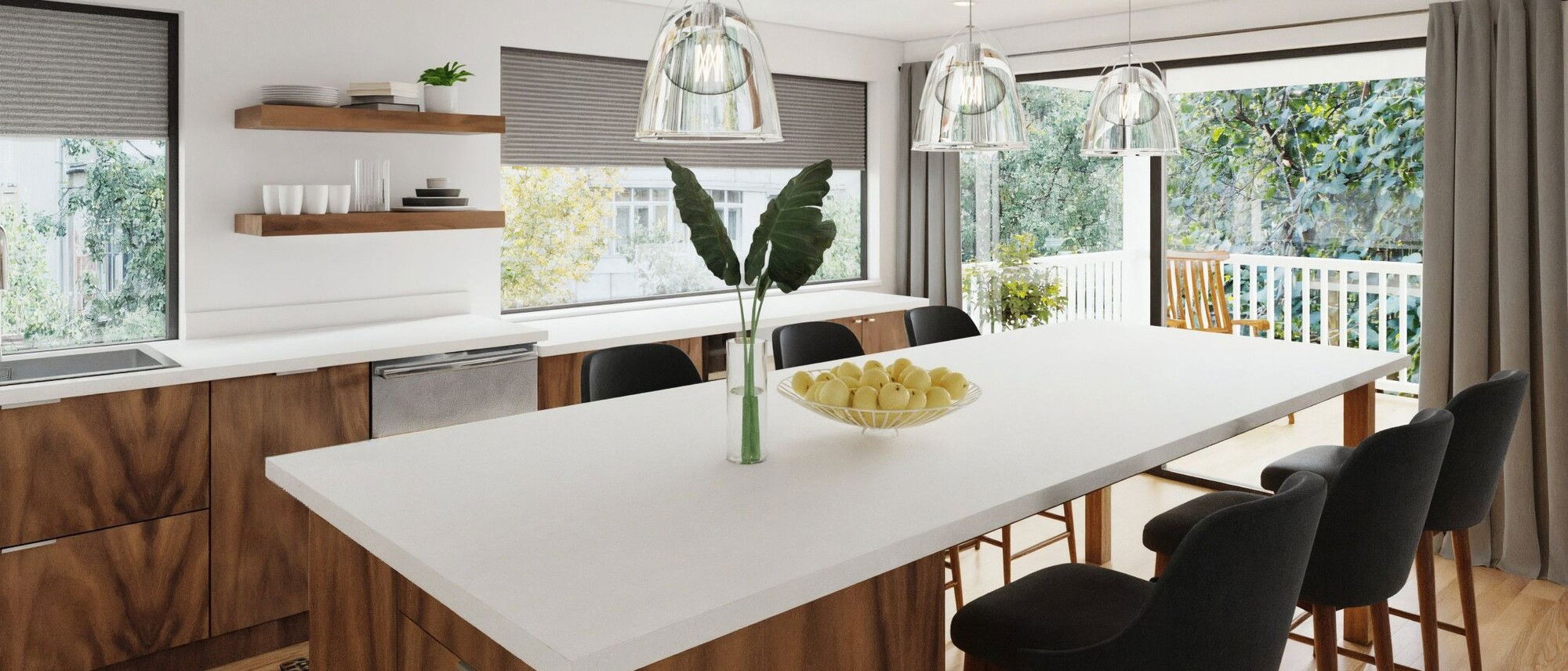 Diseño de cocina y comedor moderno de mediados de siglo por diseñadores de interiores asequibles de Seattle