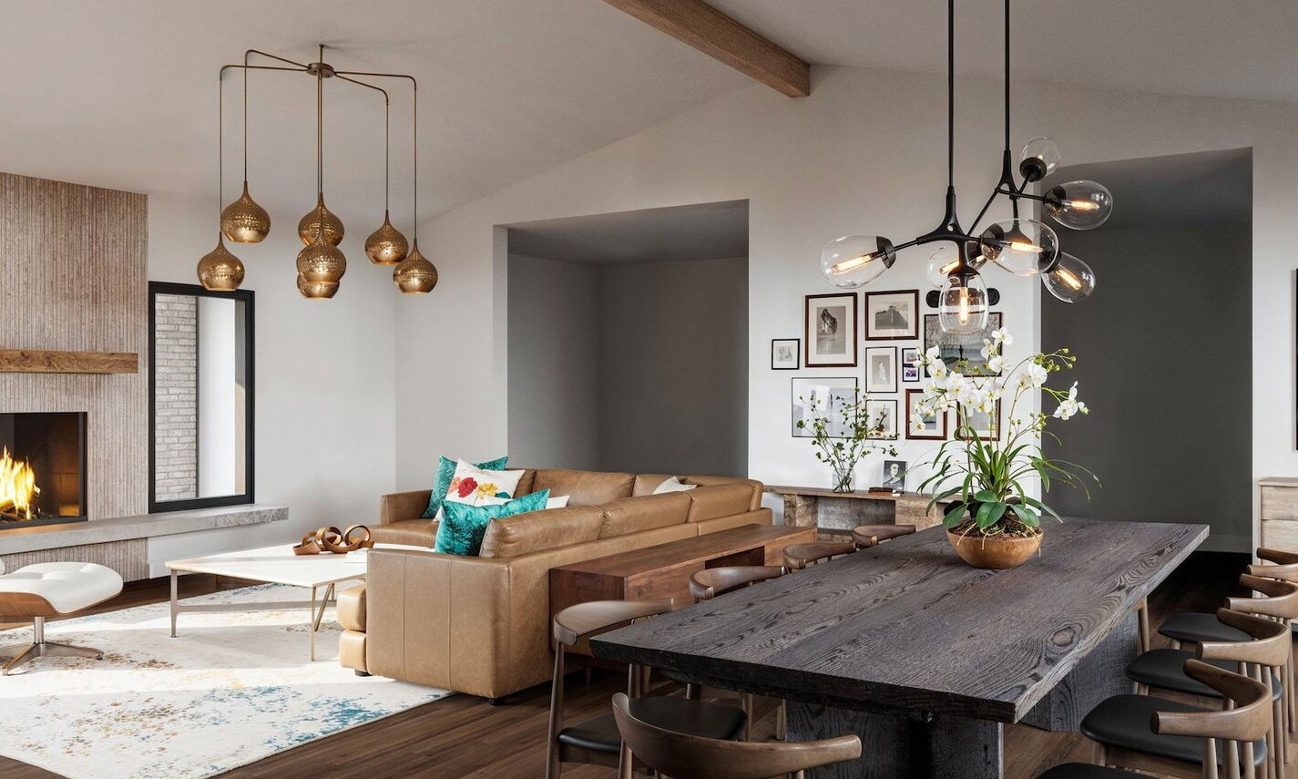 Mid-Century Living and Dining Room Design by interior designers in Chandler, Arizona