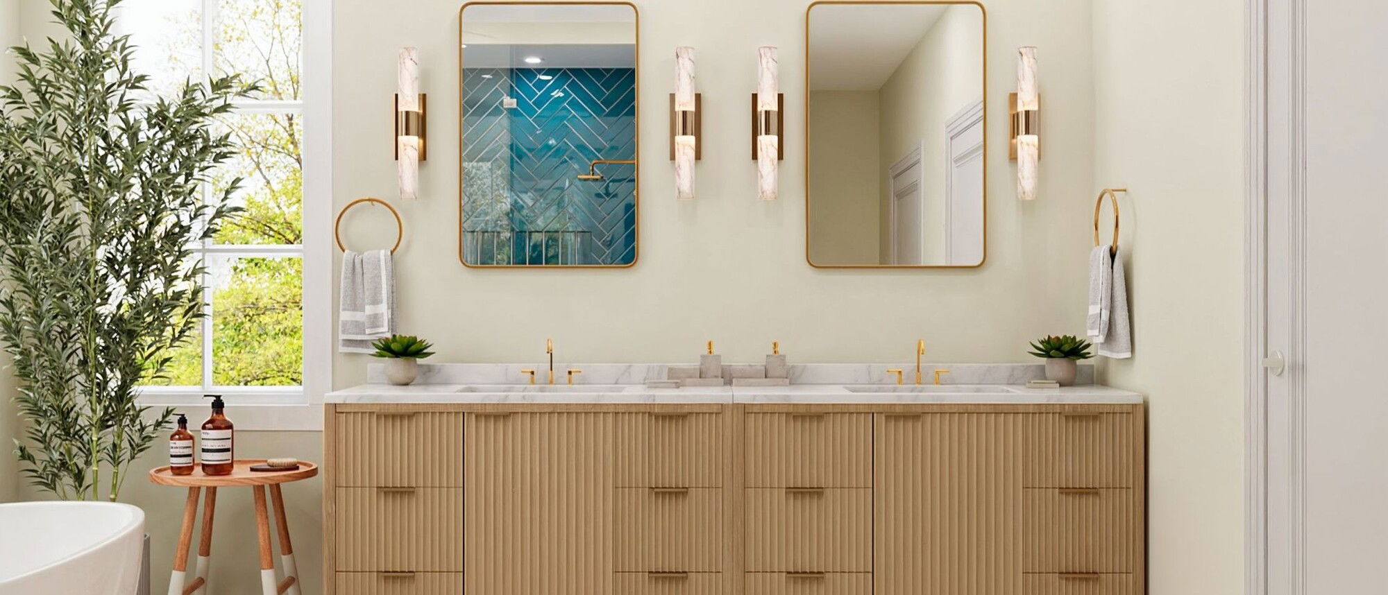 Modern Coastal Bathroom Remodel- After Rendering