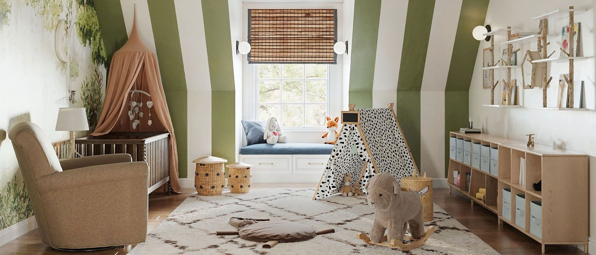 Adorable Forest Themed Nursery by interior designers in Chesapeake, Virginia