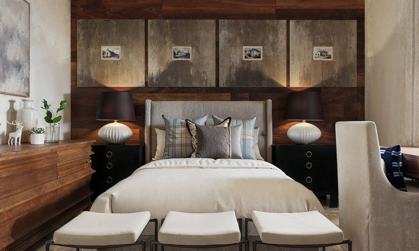 Modern Global Bedroom Design Project by interior designers in Bethesda, Maryland