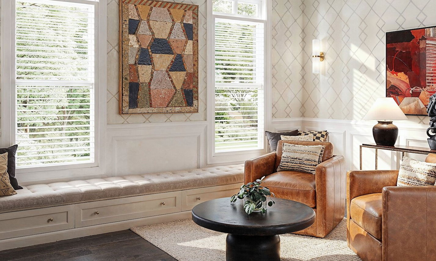 Functional Eclectic Sitting & Dining Room by interior designers in Atlanta, Georgia
