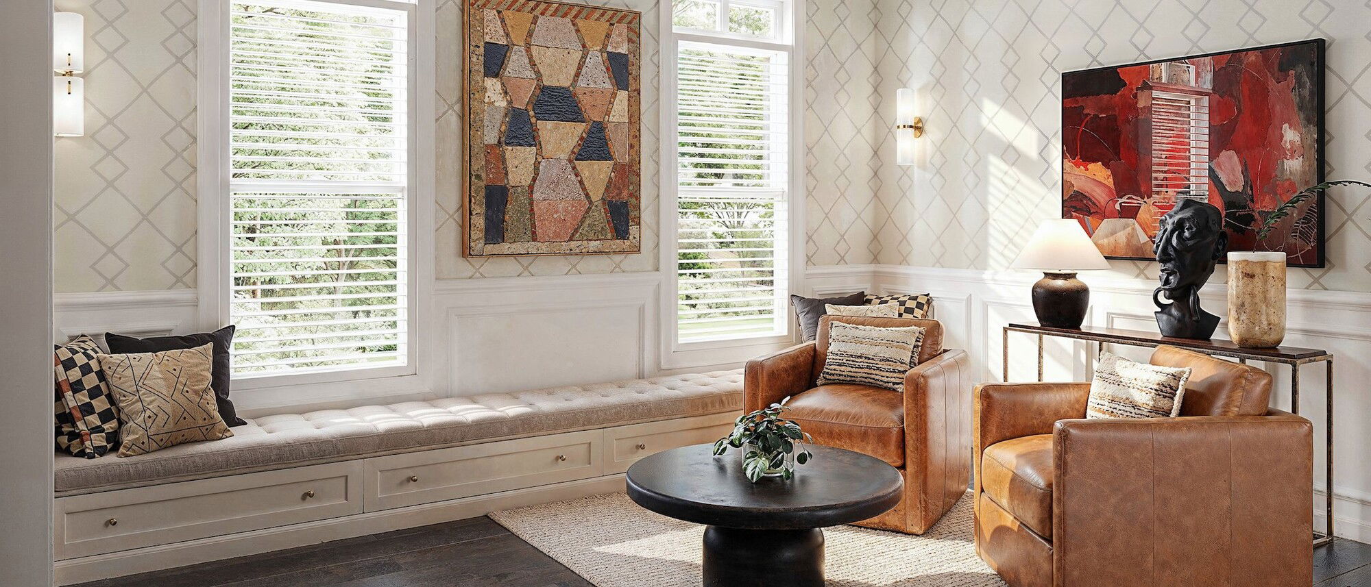 Functional Eclectic Sitting & Dining Room by interior designers in South Fulton, Georgia