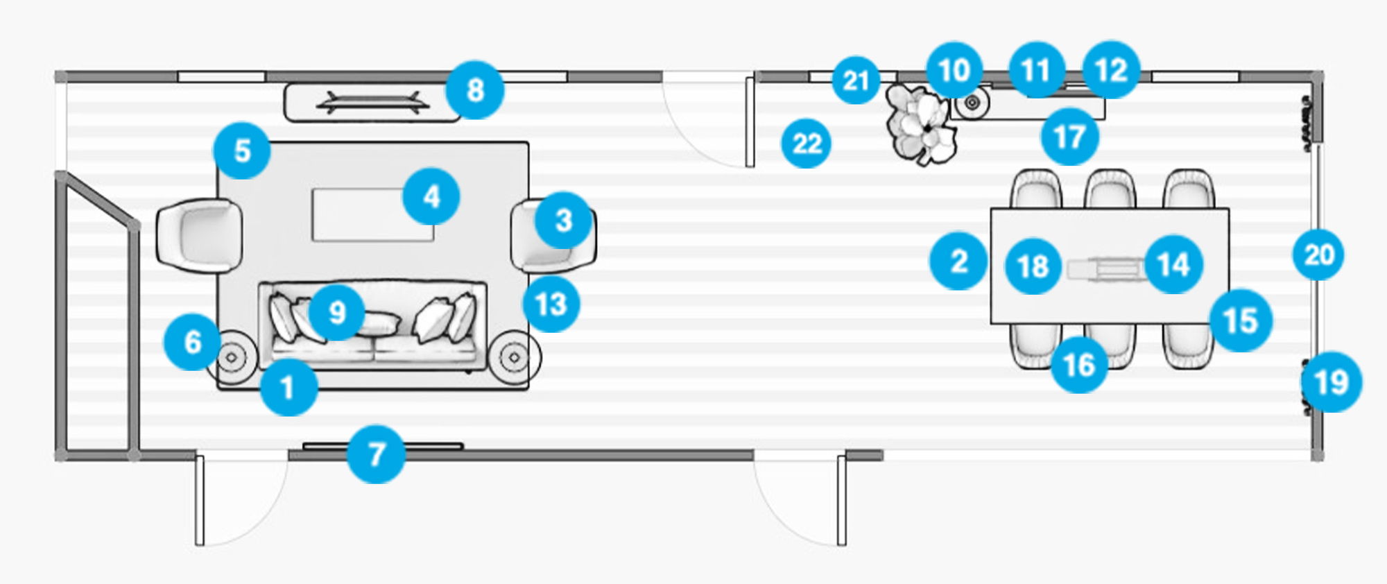Plano de Sala-Comedor del Diseñador en Línea