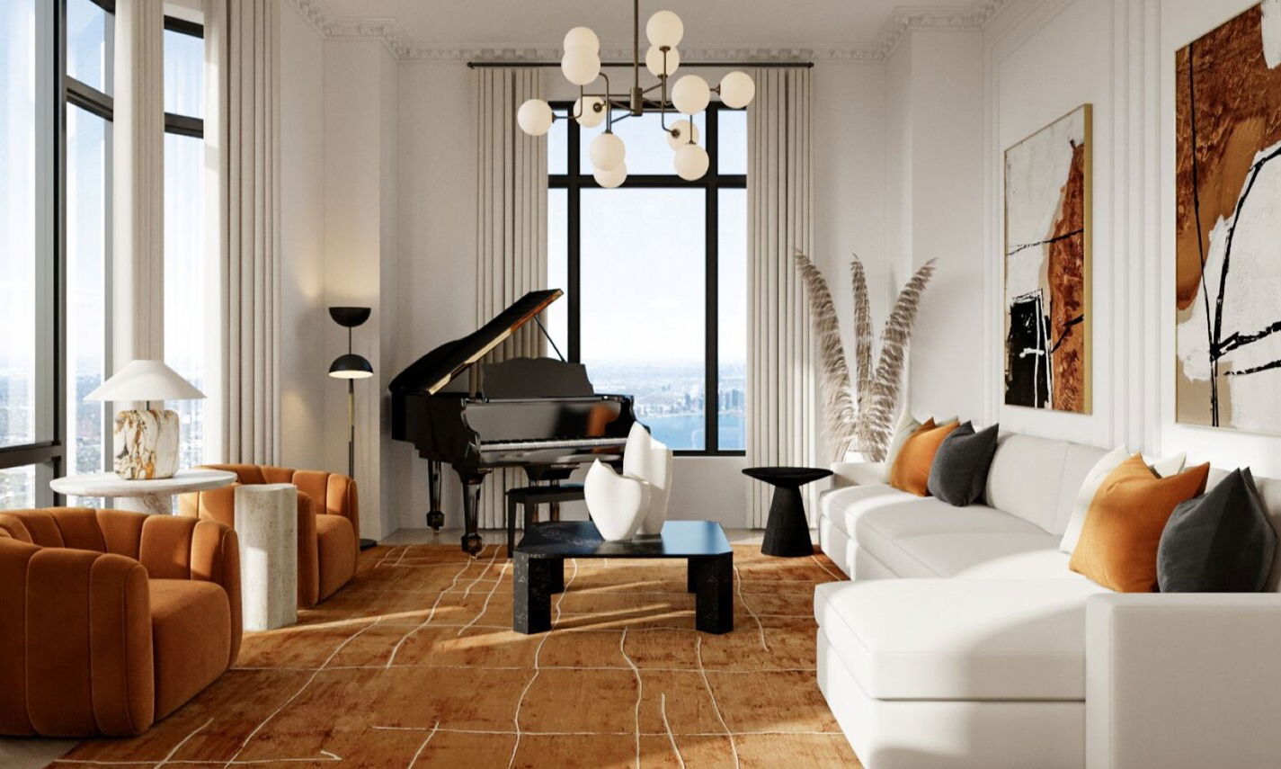 Upscale Condo Design with City Views by interior designers in New York, New York